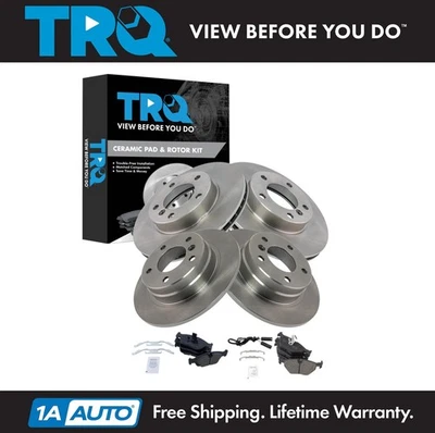 Kit de pastillas de freno delanteras y traseras TRQ y rotor cerámico para 998 BMW 328i 1996-1998 318i Foto 1 de 4