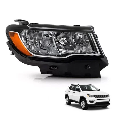 For Jeep Compass 2017-2021 Right Headlight Halogen Passenger Side Chrome - Image 1 of 4