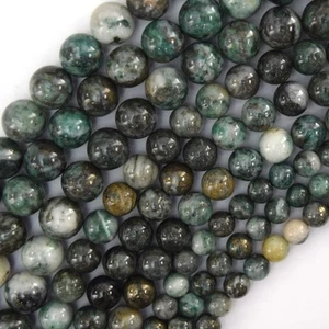 Cuentas redondas de pirita natural rara en jade verde azul 15" filamento 6 mm 8 mm 10 mm - Imagen 1 de 4