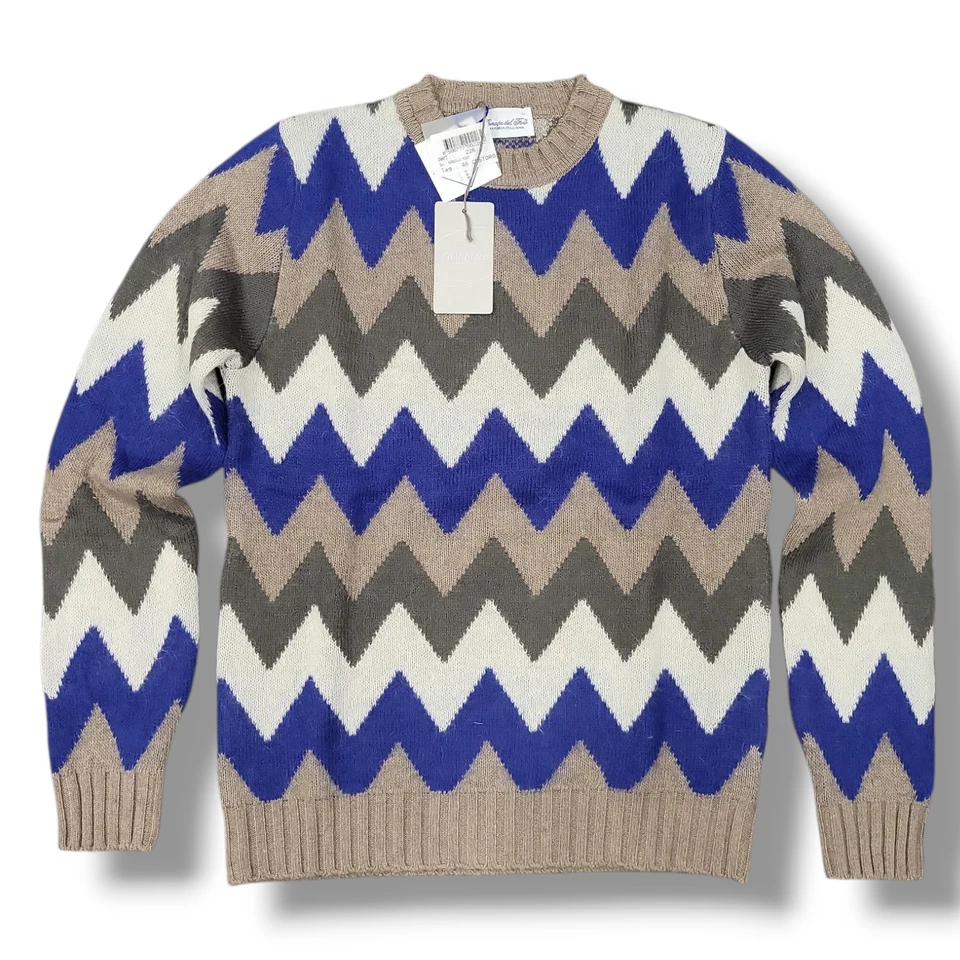 Maglia UOMO girocollo cashmere fantasia "PRINCIPE DEL FORO" Tortora 46 52 54 - Immagine 1 di 1