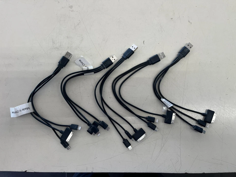 5 Charging Adapter Cords USB-A To Apple 30-Pin/Litening/Micro USB iPad iPhone - Image 1 of 1