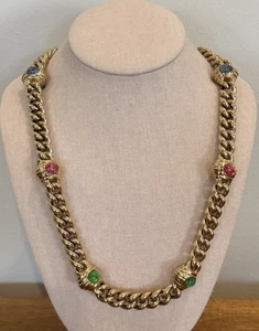 Collar Cabachon Multicolor Tono Dorado Grueso Carolee De Colección - Imagen 1 de 6