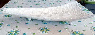 Vintage Royal Haeger Atomic MCM Ashtray Footed Textured White Large EUC - Image 1 of 4