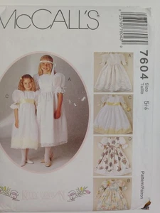 Dress Event Wedding Flower Girls 5 6 McCall's 7604 Sewing Pattern UC Kitty Party - Picture 1 of 11