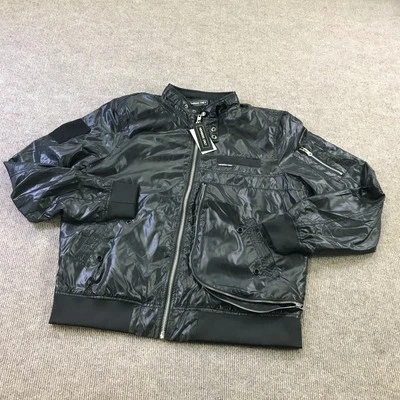 Members Only Jacket Mens Large Black Full Zip Bomber Windbreaker Lightweight New - Image 1 of 4
