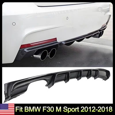 For BMW F30 F31 320i 328i 330i M Sport 2012-2019 Carbon Fiber Look Rear Diffuser Foto 1 de 4