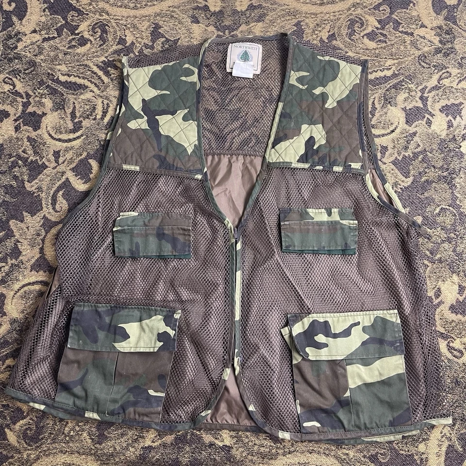 Northwest Territory Hunting Camo Vest Men's XXL Shotgun Shell Holder Pockets Zip - Image 1 of 4