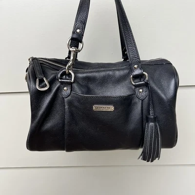 Bolso de Mano Coach F26121 Avery Cuero Guijarro Negro Borla Cartera Esmeralda Foto 1 de 4