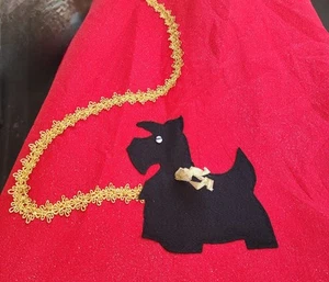 1950's Style Felt Poodle?Scotty? Skirt Red Glitter(SEE PICTURES For Measurements - Picture 1 of 5