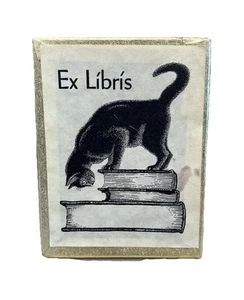 VTG Antioch Bookplate Co Gummed 41 Black Cat Bookplates For Books Open Box - Foto 1 di 4