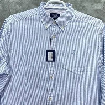 Charles Tyrwhitt Shirt Men size Large classic ocean blue washed oxford stripe - Image 1 of 4