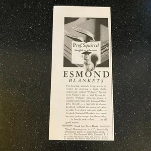 1939 Esmond Blankets Mills Rhode Island Squirrel Vintage Magazine Print Ad - Picture 1 of 1