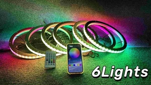6PCS 6.5" 1/2" Spacer Dream CHASING FLOW LED Speaker Rings Lights Bluetooth APP - Bild 1 von 23