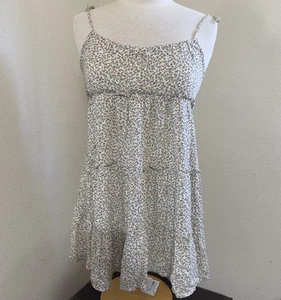 Becool Cottagecore Floral Boho Hippie Peasant Tiered Baby Doll Mini Dress Sz M - Picture 1 of 7