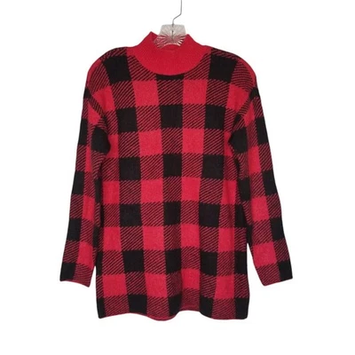 Suéter LOFT Rojo Negro Búfalo a Cuadros Cuello Simulado Mezcla de Lana Pequeño Mediano Acogedor Suave Foto 1 de 4