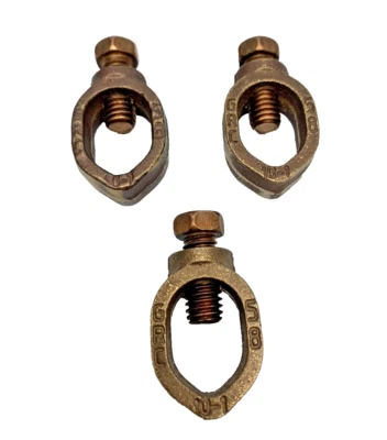 Lote de 5 abrazaderas mecánicas de varilla de tierra quemadas 10 AWG - 1 AWG 5/8" varilla 3/8" perno Foto 1 de 4