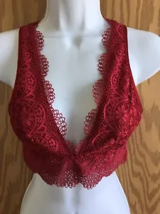 Reggiseno piccolo Victoria's Secret rosso marrone foderato in pizzo linea lunga bralette - Foto 1 di 4