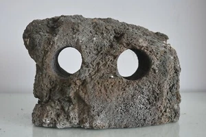 Aquarium Natural Carved Lava Rock Twin Hole 24 x 11 x 15 cms Fish Marine CLT4 - Picture 1 of 3