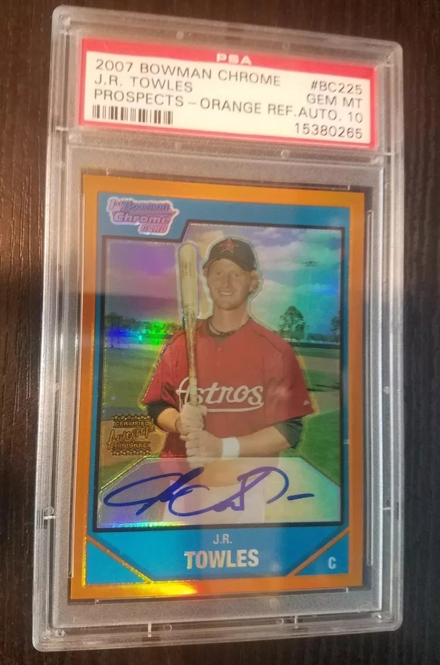2007 Bowman Chrome Prospects Orange Refractor BC225 J.R. Towles /25 AUTO PSA 10  - Image 1 of 1