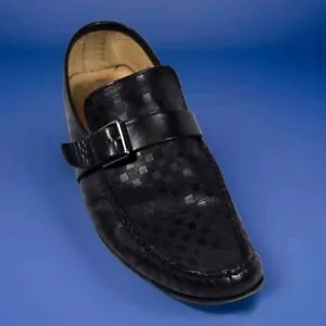 Russell & Bromley Black Leather Loafers Buckle Checkered Mens US 10 UK 9 EU 43 - Picture 1 of 11