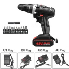 48V 1500W Electric Drill Hammer Cordless 28N.m High Power Screwdriver + Battery