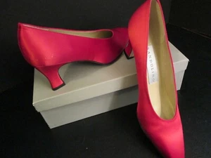 Red Satin Pumps by Bandolino, Size 8 Narrow, Party or Evening Heels - Picture 1 of 4