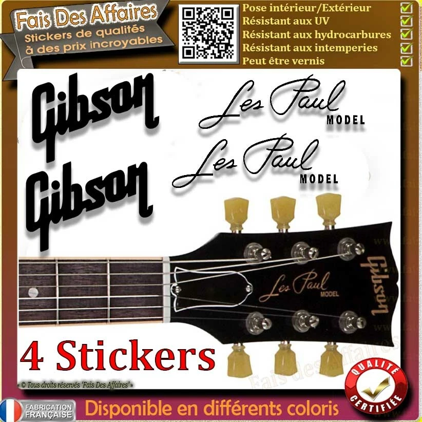 4 stickers sticker GIBSON LES PAUL GUITAR HEADSTOCK rock decal music - Image 1 of 1