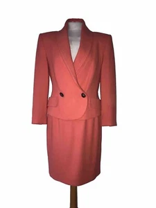 Bruce Oldfield 2 Piece Suit Womens 12 Skirt Wool Silk Orange Crepe London 80s - Picture 1 of 12