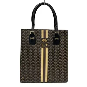 Auth GOYARD Comores Black Coated Canvas Leather Tote Bag - Picture 1 of 20