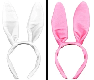 CERCHIETTO ORECCHIE DA CONIGLIO BIANCHE ROSA rabbit bunny ear head hairband - Foto 1 di 4