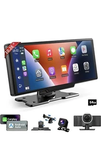 Wireless Portable Carplay Screen for Car, 10.26" HD IPS Apple Carplay and And... - Picture 1 of 9