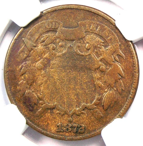 1872 Two Cent Coin 2C - Certified NGC VF Details - Rare Key Date Coin! Cover