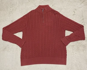 Paradise Collection Sweater Mens Size Large L Long Sleeve Pullover 1/4 Zip Red - Picture 1 of 12