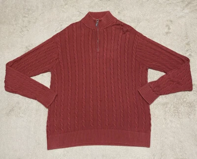 Paradise Collection Sweater Mens Size Large L Long Sleeve Pullover 1/4 Zip Red - Image 1 of 4