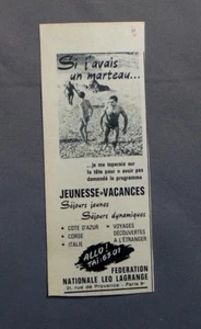 PUBLICITE ANCIENNE ADVERT CLIPPING 031017 SEJOURS JEUNESS VACANCES LEO LAGRANGE - Imagen 1 de 1