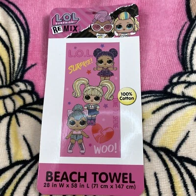 "Toalla de playa piscina LOL Surprise ReMix niña niños 28"" x 58"" 100 % algodón - nueva" Foto 1 de 4