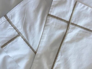 PAIR Yves Delorme PARIS ATHENA Sham 100% Cotton Taupe Pierre Embroidered FRANCE - Picture 1 of 14
