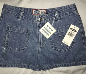New with tags! Girls Old Navy Blue Cotton Denim Jeans Shorts.Rhinestone butterfl - Picture 1 of 7