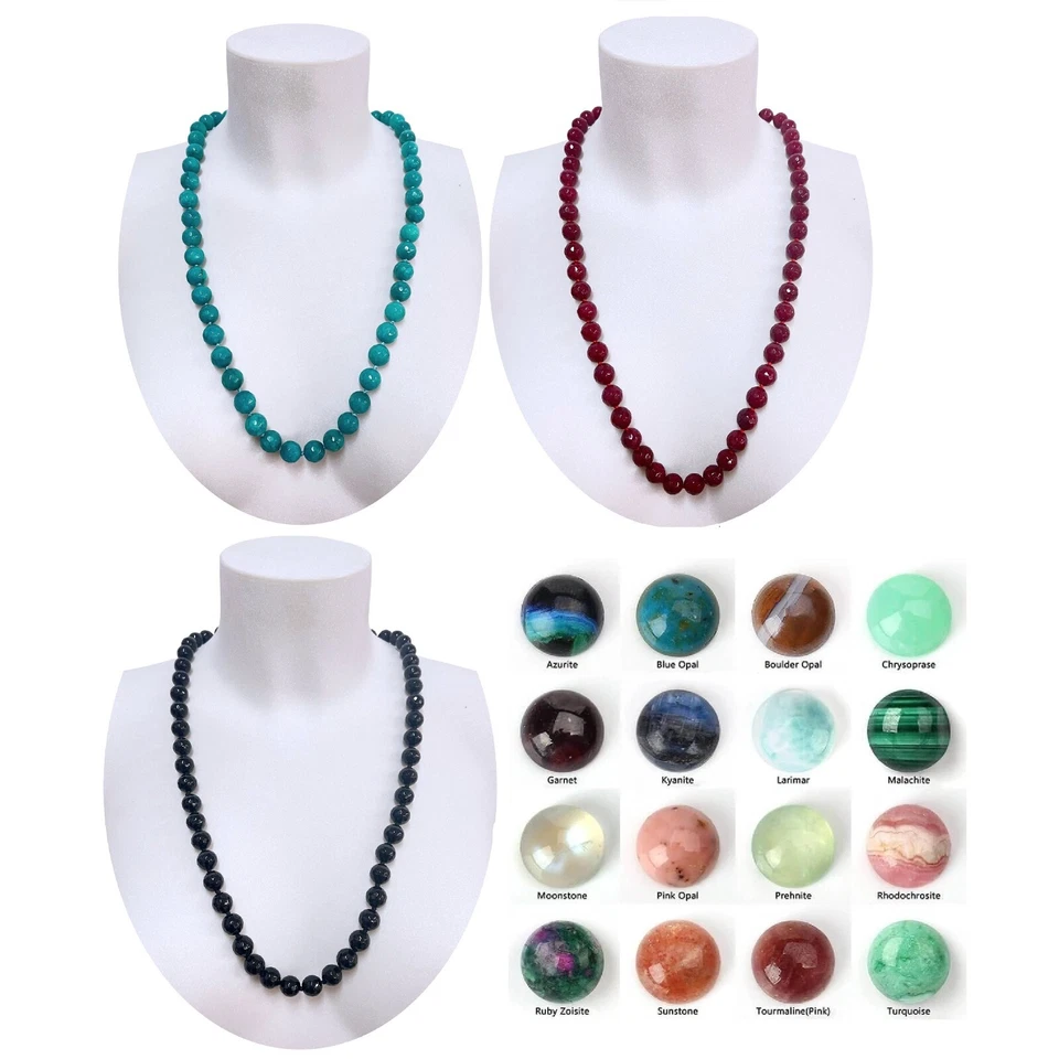 Collana Lunga Pietre Dure Sfaccettate Perline 12mm Donna Elegante Naturale 70cm - Immagine 1 di 1