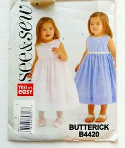 Dress Sewing Pattern Butterick #B4420 See & Sew Size A Toddler Girl 1/2/3/4 - Picture 1 of 8