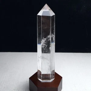 0.63LB Top Natural Clear Quartz Obelisk Crystals Point Reiki Tower Wand+stand - Picture 1 of 6