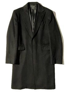 Vtg New COSTUME NATIONAL HOMME Black 100% Cashmere Peak Lapel Coat sz 42 It 52 - Picture 1 of 19