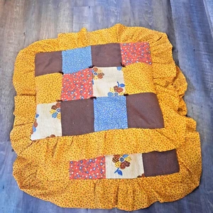 1970's Quilted Pillow Shams Calico Handmade Granny Core Set/2 18" X 24" - Picture 1 of 2