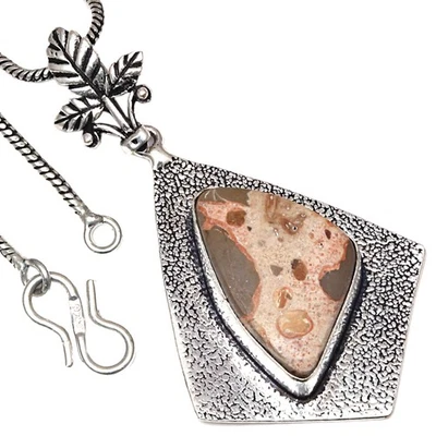 Colgante ojo de pájaro jaspe piedras preciosas hecho a mano regalo para ella joyería de plata 2" Foto 1 de 4