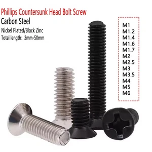 M1 M1.2 M1.4-M6 Mini Small Micro Cross Phillips Flat Countersunk Head Bolt Screw - Picture 1 of 10