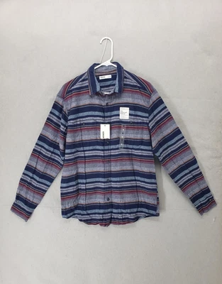 Camisa de franela Sonoma para hombre mediana azul a rayas supersuave manga larga abotonada Foto 1 de 4