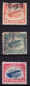 US Scott C1 -C3 old 6c-24c Curtiss Jenny air mail stamps U/VF CV $90 - Picture 1 of 2