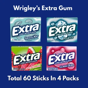 Wrigley's Extra Sugar Free Gum American Sweets (4 Mix Assorted Flavors Packets) - Picture 1 of 5