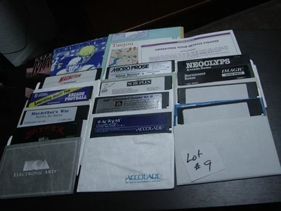 Commodore (12) 5.25" Disks LOT #9, Magnetron, Scrupples, Rack' Em, Neoclips + - Image 1 of 4