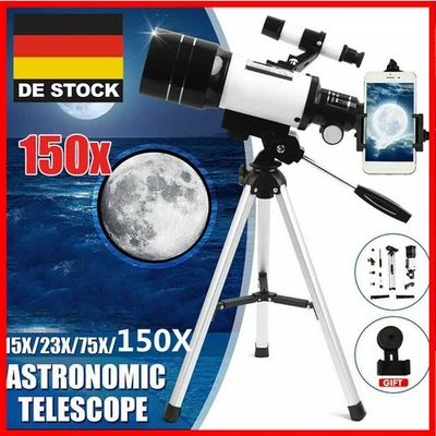 150X70mm Astronomisches Teleskop Refraktor Spiegelteleskop Monokular +Stativ - Bild 1 von 4